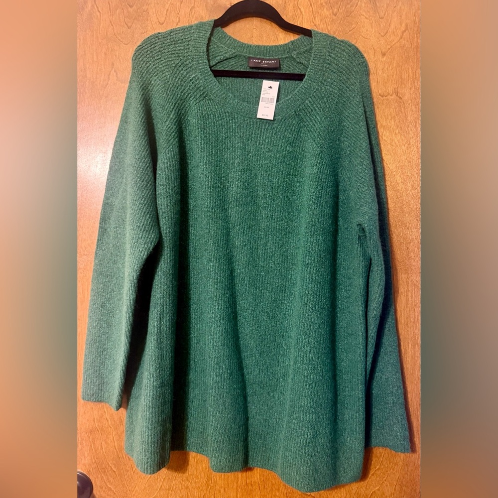Lane Bryant Emerald Green Scoop Neck Knit Sweater